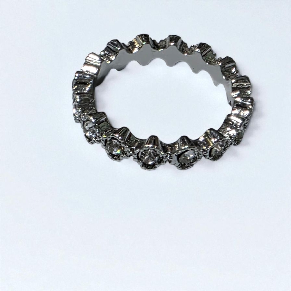 Silver Black Crystal Women's Ring - Picture 3 of 4